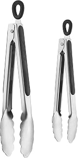 Cuisinart 2pc Tong Set - 7" & 9" Stainless Steel Kitchen Tongs with Locking Mechanism & Grip Handle, Dishwasher-Safe