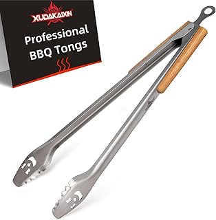 XUDAKAIXIN 24-Inch Very Long Stainless Steel BBQ Tongs with Extended Luxurious Acacia Handle &ndash; Durable and Easy-to-Clean Grilling Tool for Cooking, Kitchen Use, and Outdoor Barbecues