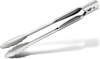 All-Clad Stainless Steel 12-inch Locking Tongs, Kitchen Tools | Professional Stainless Steel Tools, Ergonomic handle Allows you to handle food with eases, Heat safe up to 600F