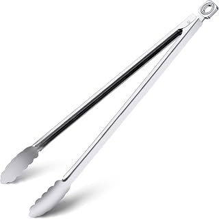 17" Extra Long Metal Tongs,Grilling Tongs,Stainless Steel Tongs for Cooking | Heat Resistant Heavy Duty Grill Tongs BBQ Tongs for Cooking, Grilling, BBQ/Barbecue, Food (All Metal - 17")