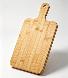 ZeQi Bamboo Cutting Board with Handle (16"L x 7.8"W), Wooden Cutting Boards, Chopping Board, Charcuterie Board, Serving board for Cheese, Bread, Pizza, Vegetables & Fruits