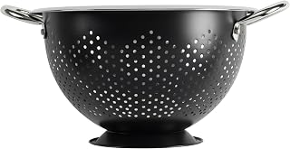 GoodCook Colander Premium Stainless Steel Construction with Handles and Elevated Pedestal Foot, 5-Quart, Black