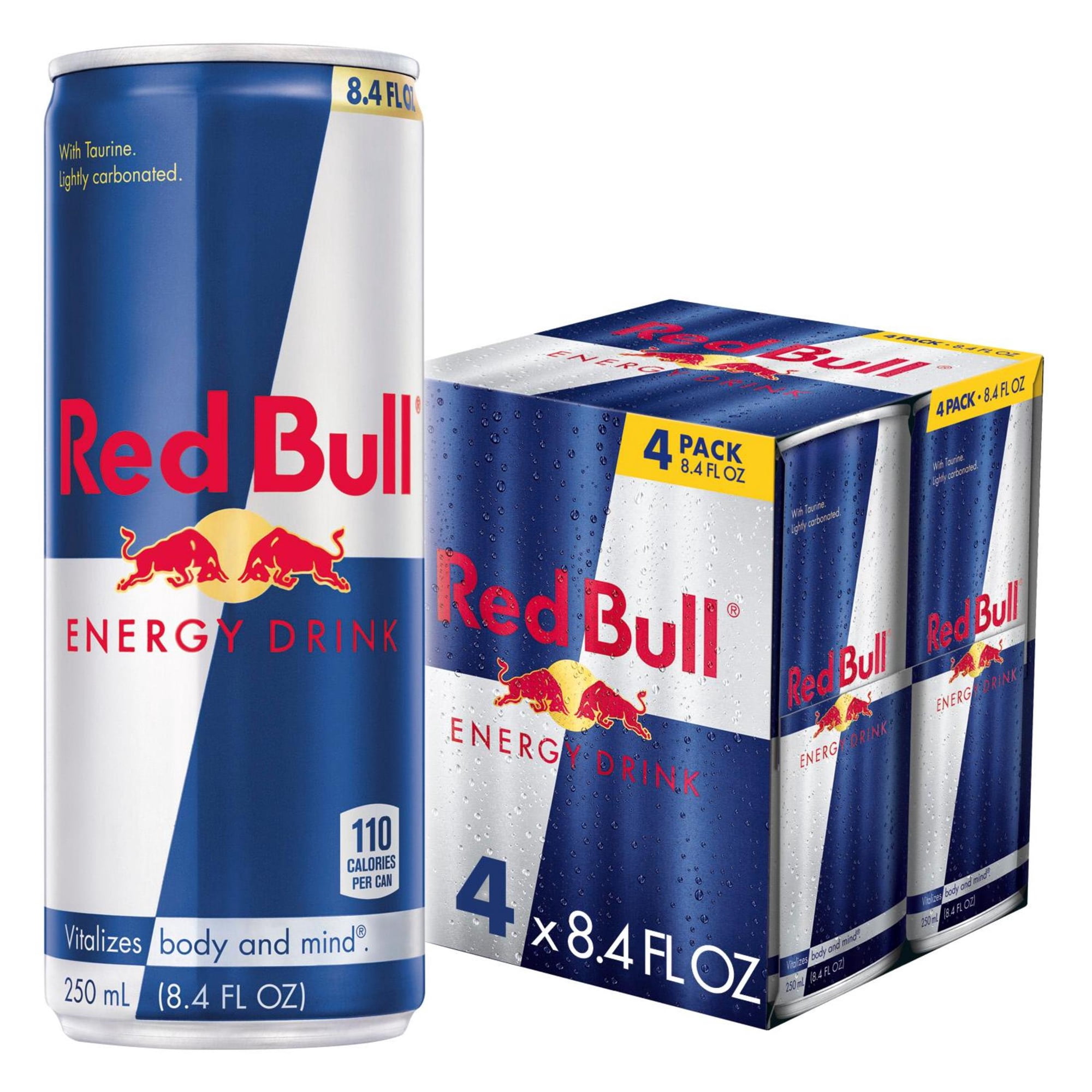Red Bull Energy Drink, 80mg Caffeine, 8.4 fl. oz., Pack of 4 Cans