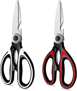 Kitchen Scissors 2 Pack Shears All Purpose Heavy Duty Sharp for Food | Multipurpose, Utility Sharp, Dishwasher Safe, For Poultry, Meat, Vegetable