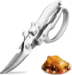 Poultry Shears, Kitchen Shears Heavy Duty for Chicken, Bones | Spring Loaded Kitchen Scissors for Food, All Purpose, for Turkey, Meat, Fish, Stainless Steel Blade, Dishwasher