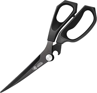 MITSUMOTO SAKARI Kitchen Shears, Titanium Plated, 3CR13MOV Steel | Micro-Serrated Stable Cutting, Non-Slip PP/TBR Ergonomic Handle, Built-In Bottle Opener Joint, Meat Veg Herb Versatile