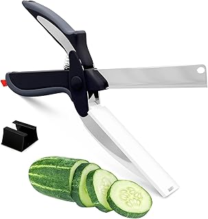 9.6" Cutting Board Scissors for Food with Stainless Steel Blade | 2 in 1 Kitchen Scissors for Food with Detachable Cutting Board; Cuts Veggies, Fruits, and Meat; Dishwasher Safe; Safety Lock