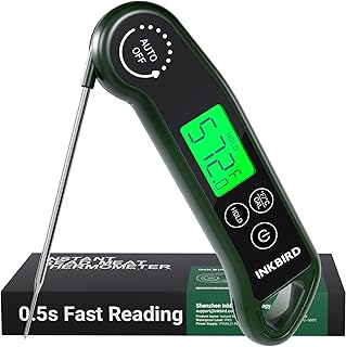 INKBIRD 0.5S Waterproof Instant Read Meat Food Thermometer for Cooking | &plusmn;0.5℉ Accuracy Digital Grill Thermometer 1.42inch Large Screen Kitchen, Candy, Grill, BBQ, Brewing
