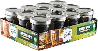 Ball - 16oz Wide Mouth Jars with Lids & Bands 12 Pack Jars, Large Glass Mason Jar for Food Storage with airtight Lid, 0.125 Gallon Glass Jar with Lid and Bands, Set of 12