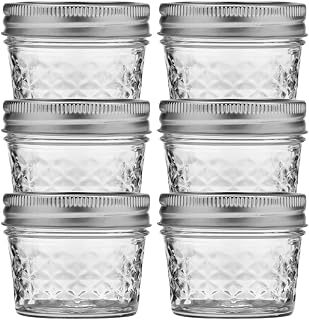 Ball Regular Mouth Quilted Crystal Jelly Jars with Lids and Bands, Used for Canning, Pickling, Juice, Jam, Jelly, Quarter Pint Size 4 Ounce (Pack of 6)