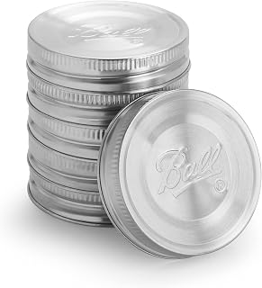 Ball Jar Stainless Steel One-Piece Mason Jar Lids, Wide Mouth, 2 boxes of 3 Lids (Total of 6)