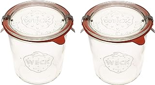 WECK Canning Jars 742 Mold Jars made of Transparent Glass - Eco-Friendly Canning Jar - Storage for Food, Yogurt with Air Tight Seal and Lid - 1/2 Liter Tall Jar Set - (2 Jars)