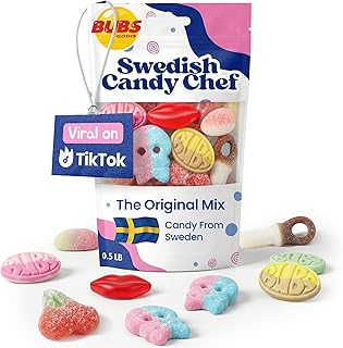 Swedish Candy Variety Pack, Bubs, Sweet & Sour Gummies, Skulls & More 1/2LB | Imported from Sweden, Fresh, Giant Skulls & Ovals, Resealable Bag