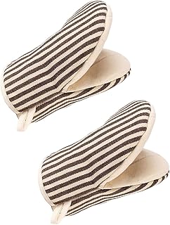 1 Pair Mini Oven Mitts,High Heat Resistant Oven Gloves,Kitchen Short Oven Mit with Hanging Loop for BBQ, Baking, Cooking and Grilling, (Khaki)