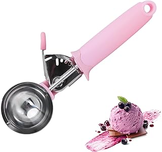 Ice Cream Scoop, Cookie Fruit Scoop with Comfort Grip Handle, Stainless Steel Ice Cream Scoop with Trigger Lever(8.46 Inch)