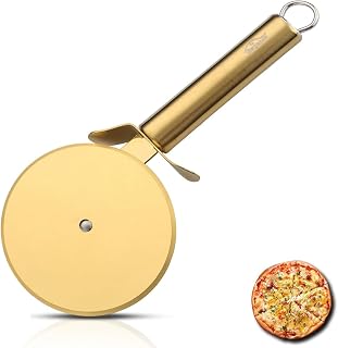 Berglander Pizza Wheel, Gold Titanium Plating Stainless Steel Pizza Cutter, Super Sharp Pizza Slicer With Titanium Gold Plating, Pastry Cutter, Easy to Clean And Stored