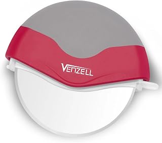 VENZELL 4.5-Inch Pizza Cutter Wheel Stainless Steel Ergonomic Grip Red | Non-Slip Grip, Protective Blade Cover, Dishwasher Safe