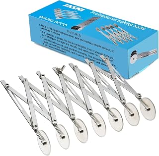 7 Wheel Stainless Steel Pizza Cutter Dough Divider Pastry Baking Cutter | Food Grade Multi-wheel Dough Cutter, Adjustable Pastry Cutter, Ideal for Pizza, Brownies, Cookies & Pasta