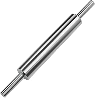 Rolling Pin (17 Inches) &ndash;304 Stainless Steel Roll Pins for Baking Pizza Dough Pie Cookie-Dough Roller& Smooth Construction - Essential Kitchen Utensil