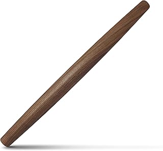 French Rolling Pin (17 Inches) &ndash;WoodenRoll Pin for Fondant, Pie Crust, Cookie, Pastry, Dough &ndash;Tapered Design & Smooth Construction - Essential Kitchen Utensil,Walnut Wood