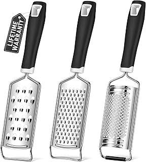 Cheese Grater, Sopito 3 Packs Stainless Steel Lemon Zester Grater with Silicone Handle for Cheese, Chocolate, Spices, and More