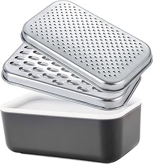 Cheese Grater with Container - Box Grater Cheese Shredder Lemon Zester - Graters for Kitchen Stainless Steel Food Grater