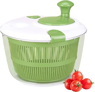 Large Salad Spinner with Lid, 5 Qt Capacity, Manual Vegetable Dryer with Double-Lock Handle, Quick and Easy Multi-Use Lettuce Spinner, Vegetable Dryer, Fruit Washer