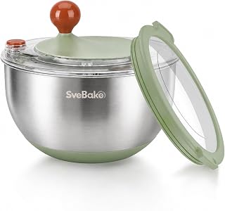 Stainless Steel Salad Spinner with Storage Lid, 5.3 Qt, BPA-Free | Quick Dry 4-in-1 Multi-Functional Lettuce Spinner, Drain, Stop Button, Fruit & Vegetable Washer, Non-Slip Base, Easy Clean