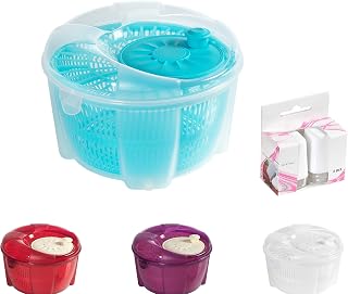 Mabel Home Salad Spinner, Salad Tosser and Mixer, 5,5 Quart, Vegetable Spinner -EXTRA Salt&Pepper Shaker inc. (Blue)