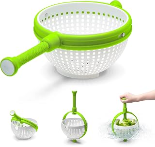 Dreamfarm Spina 2-in-1 Collapsible Salad Spinner & Colander | Compact storage, in-sink salad washer and strainer, 12 cup capacity, cleans fruit, vegetables and berries, drains pasta