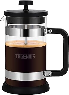French Press Coffee Maker, 21 oz, Thickened Borosilicate Glass | Coffee Press, Thickened Heat-Resistant Glass for Cold Brew, Tea and Milk Frothing, Black