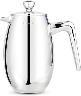 Easyworkz Nando French Press 12 oz Double Wall Insulated Thermal Coffee Maker,304 Stainless Steel Cafetiere