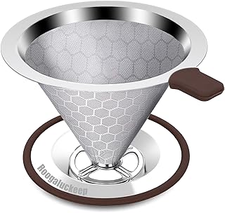 Pour Over Coffee Maker, Reusable Stainless Steel Filter | Easy to Clean, No Paper Waste. BPA-Free, Plastic-Free Coffee Filter. Eco-Friendly, Reusable, 1-2 Cup
