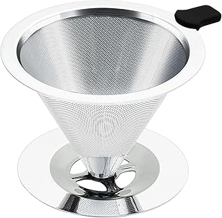 Premium Pour Over Coffee Dripper with Reusable Stainless Steel Filter &ndash; Portable, Easy Clean Coffee Maker for Single Cup Brewing &ndash; Ideal for Home, Office, Camping