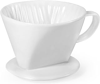 Pour Over Coffee Dripper, Ceramic Pour Over Coffee Maker, White | 3 Holes Flat Bottom, Easy Manual Brew Maker, Porcelain Slow Filter Cone for Travel, Camping, Office, Home