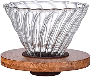 Gute Glass Pour Over Coffee Dripper with Bamboo Stand,1-4 Cups | Spiral Inner Design,Heatproof Glass,Detachable Base,Quick Rinse Clean,Fits Mugs & Carafes,Home Office,Lightweight