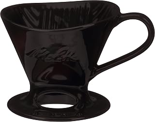 Melitta 1 Cup Porcelain Pour-Over Cone Coffeemaker, Glossy Black