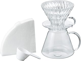 Hario "Simply Hario" V60 Glass Pour Over Coffee Set, Size 02