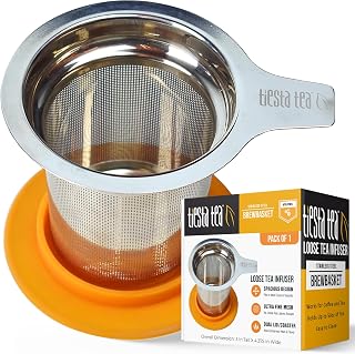 Tiesta Tea Brewbasket Stainless Steel Infuser Basket for Loose Leaf | Reusable Fine Mesh Strainer for Hot & Iced Drinks, Loose Leaf Steeper, Single Cup Tea Diffuser, Holds 5 Ounces