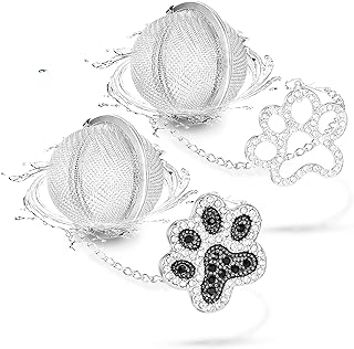 NSTaygate Loose Tea Steeper 2pcs Tea Ball Cute Tea Infuser Tea Diffusers for Loose Tea Black and White Diamond Dog Paw Pendant Tea Leaf Strainer for Loose Tea Gifts for Girls Women Couple
