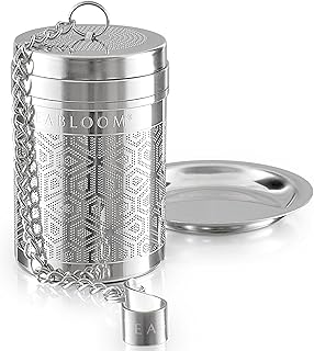 Teabloom Elegant Stainless Steel Loose Leaf Tea Infuser &ndash; Tea Connoisseur's Choice for White, Green, Oolong, Black, and Herbal Teas &ndash; Geometric Blossom Design &ndash; Small Size