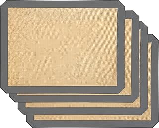 4-Pack Non-Stick Silicone Baking Mat, Food Safe Silicone Mats for Baking Cookies and Macarons - Silicone Baking Sheet（Gray）