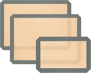 Silicone Baking Mat, Reusable Silicone Oven Baking Sheet | Pack of 3, 2 Half & 1 Quarter Sheet, Heat Resistant, Nonstick Food Safe Baking Mat, for Cookie, Bread, Pastry (Gray)