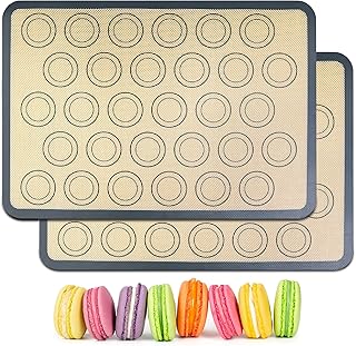 HOOMIL Macaron Silicone Baking Mats, 16.5 x 11.6 Inch, 2-Pack | Half Sheet, Nonstick, Food-Safe, BPA Free, Dishwasher Safe, Dual-Circle Guidelines Baking Sheet, Fits Standard Half Sheet Pan