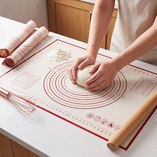 HOOMIL Silicone Baking Mat, 28 x 20 Inch Pastry Mat with Measurements | BPA-Free, Food-Contact Material, Nonstick Baking Mat with Non-Slip Counter Grip, Dishwasher Safe, Rolls for Storage
