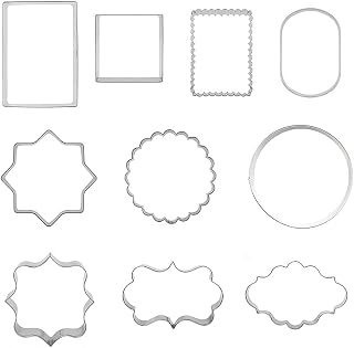 10 PCS Plaque Frame Cookie Cutters Set Fondant Tiles Biscuit Cutter Molds for Cookie Fruit Shapes