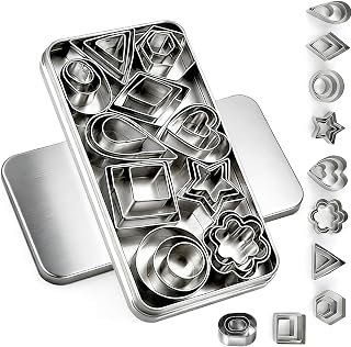 30Pcs Mini Cookie Cutter Set，Stainless Steel Multi Shapes Kit Cutters for Baking, Holiday Cookies, Small Stainless Steel Fruit Veggie Tiny Polymer Clay Cutters for Kids