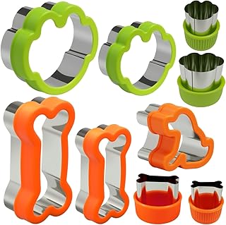 Dog Cookie Cutter Set, 9 Pieces, Assorted Sizes | Bone, Paw Print, Puppy Shapes, Stainless Steel Dog Treats Biscuit Molds with Detachable Plastic Cover, Safe for Kids