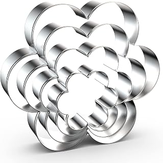 Scallop Flower Cookie Cutter Set Large - 5 Inch, 4 Inch, 3 Inch, 2 Inch - Six Petal Scalloped Edge Spring Flower Cookie Cutters Shapes Molds - Stainless Steel