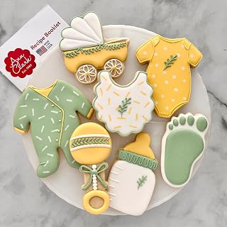 Ann Clark Baby Shower Cookie Cutter Set of 7, Made in USA | Includes: Baby Onesie, Footie Pajamas, Bottle, Bib, & More, America's Largest Cookie Cutter Maker, Food-Safe American Steel